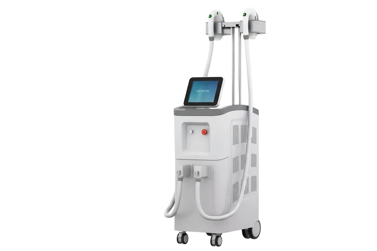 Medical device with a screen on a white background